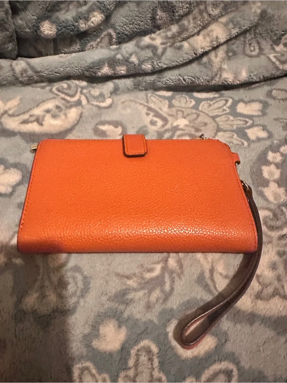 Michael Kors Orange Pebbled Leather Wristlet Clutch